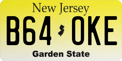 NJ license plate B64OKE