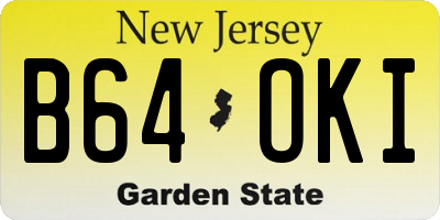 NJ license plate B64OKI