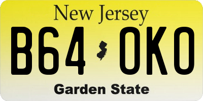 NJ license plate B64OKO