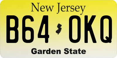 NJ license plate B64OKQ