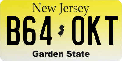NJ license plate B64OKT