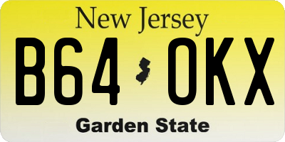 NJ license plate B64OKX