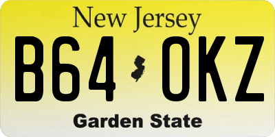 NJ license plate B64OKZ