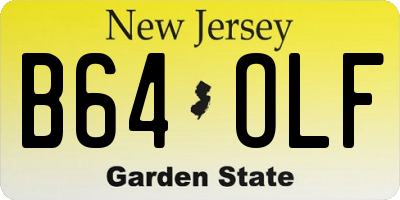 NJ license plate B64OLF