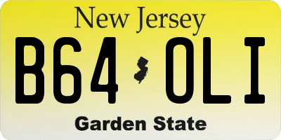 NJ license plate B64OLI