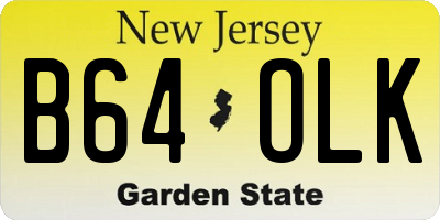 NJ license plate B64OLK
