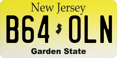 NJ license plate B64OLN