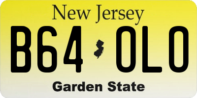 NJ license plate B64OLO