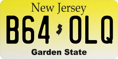 NJ license plate B64OLQ