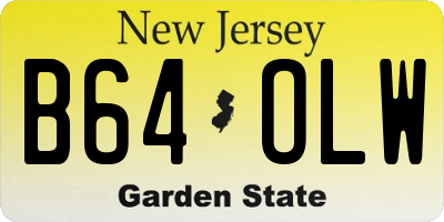 NJ license plate B64OLW