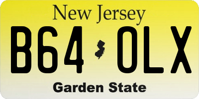 NJ license plate B64OLX