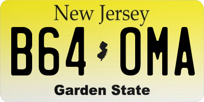 NJ license plate B64OMA
