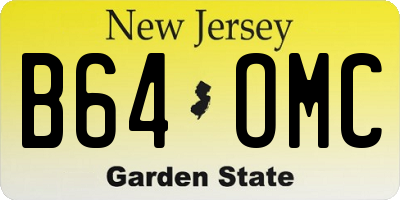 NJ license plate B64OMC