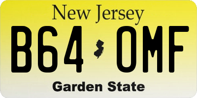 NJ license plate B64OMF