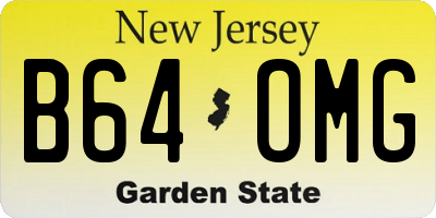 NJ license plate B64OMG