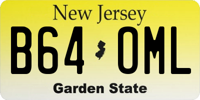 NJ license plate B64OML