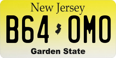 NJ license plate B64OMO