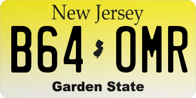 NJ license plate B64OMR
