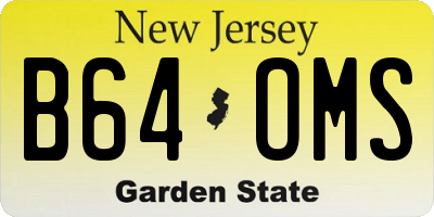 NJ license plate B64OMS