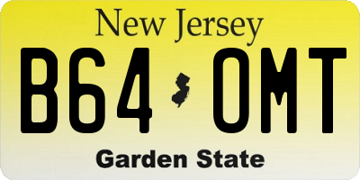 NJ license plate B64OMT