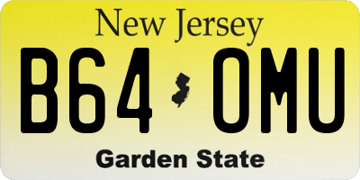 NJ license plate B64OMU