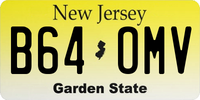 NJ license plate B64OMV