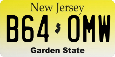 NJ license plate B64OMW