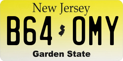 NJ license plate B64OMY