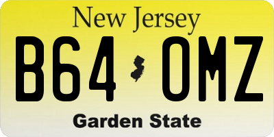 NJ license plate B64OMZ