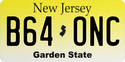 NJ license plate B64ONC