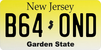 NJ license plate B64OND