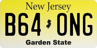 NJ license plate B64ONG