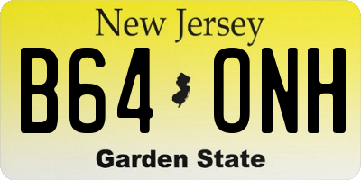 NJ license plate B64ONH