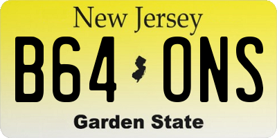 NJ license plate B64ONS