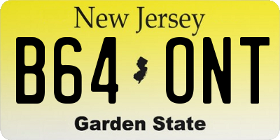 NJ license plate B64ONT
