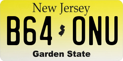 NJ license plate B64ONU