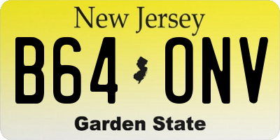 NJ license plate B64ONV