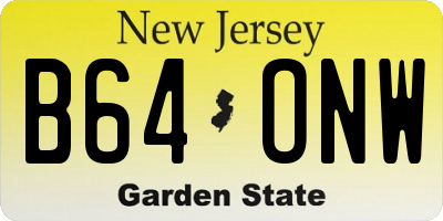 NJ license plate B64ONW