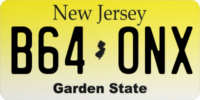 NJ license plate B64ONX