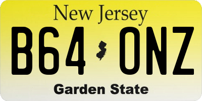 NJ license plate B64ONZ