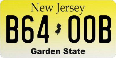 NJ license plate B64OOB