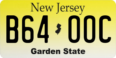 NJ license plate B64OOC