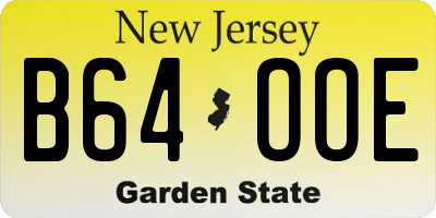 NJ license plate B64OOE