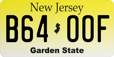 NJ license plate B64OOF