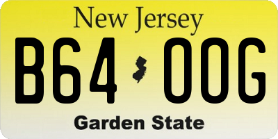 NJ license plate B64OOG