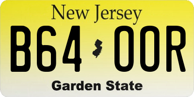 NJ license plate B64OOR