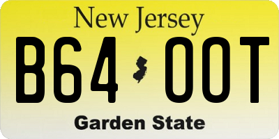 NJ license plate B64OOT