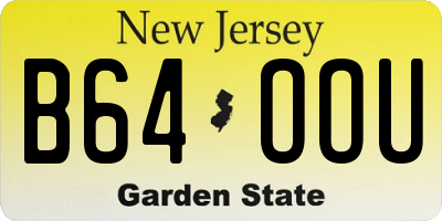 NJ license plate B64OOU