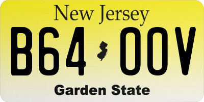 NJ license plate B64OOV