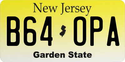 NJ license plate B64OPA